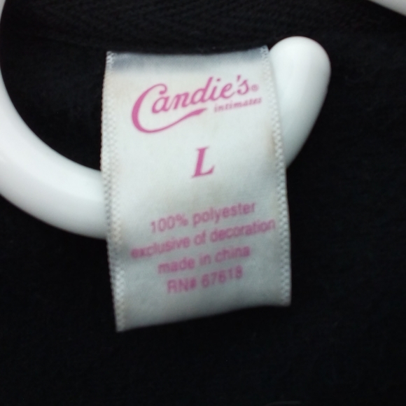 Candies Quarter Zip Black Hoodie with Lettering Kangaroo Pocket Juniors L Warm - Picture 2 of 8